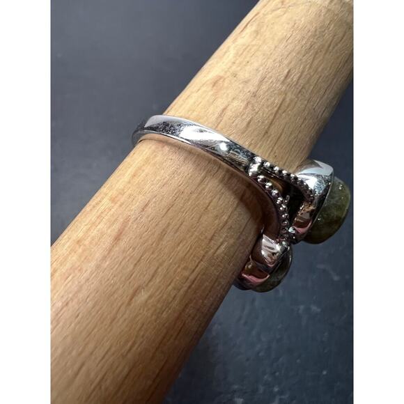 Labradorite and purple CZ sterling silver ring size 9 - Picture 4 of 11